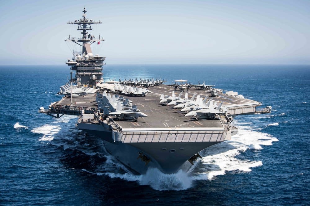 USS Theodore Roosevelt aircraft carrier transiting the Pacific Ocean